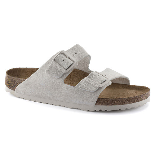 Birkenstock Women's Arizona Soft Footbed Suede Leather - Antique White (Narrow Width) - 10245541 - Angle