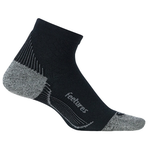 Feetures Plantar Fasciitis Relief Cushion Quarter Sock - Black - PF20159