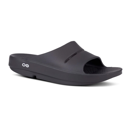 OOFOS Men's Slide Sandal - 1100/Black - Angle
