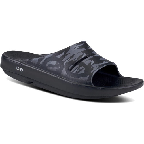 OOFOS OOahh Sport Slide Sandal - Black Camo - 1500/Blkcamo - Angle