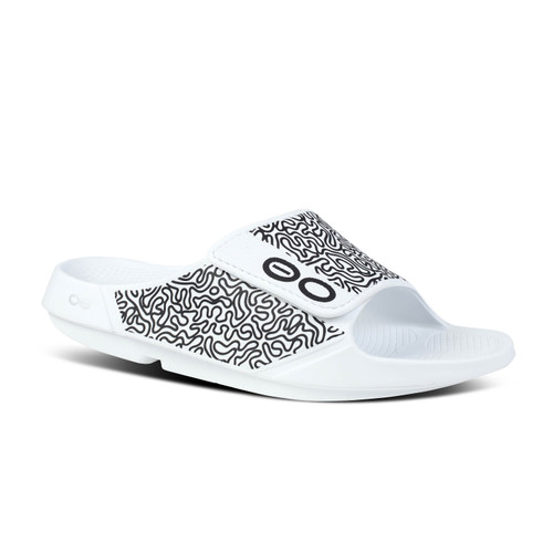 OOFOS OOahh Sport Flex Limited - White Labyrinth - 1553/White - Angle
