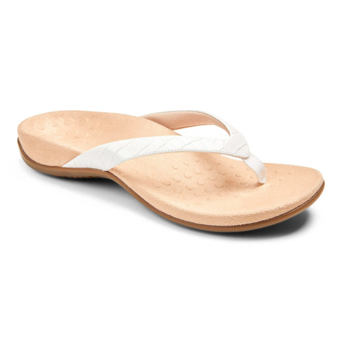 Vionic Women's Dillon Toe Post - White Croc - 10012018-100 - Angle