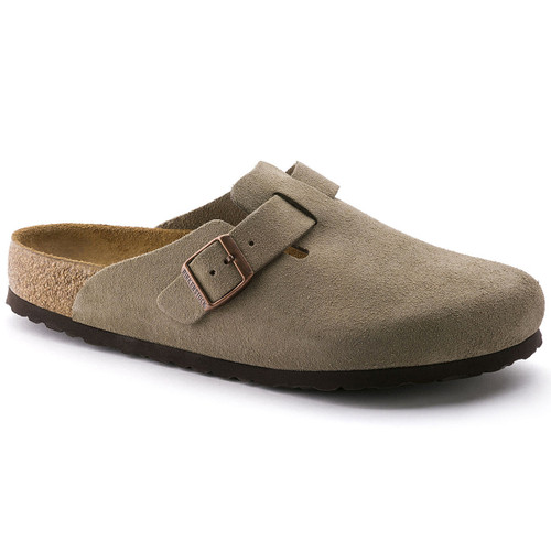 Birkenstock Boston Soft Footbed - Taupe Suede (Narrow Width) 560773 - Angle