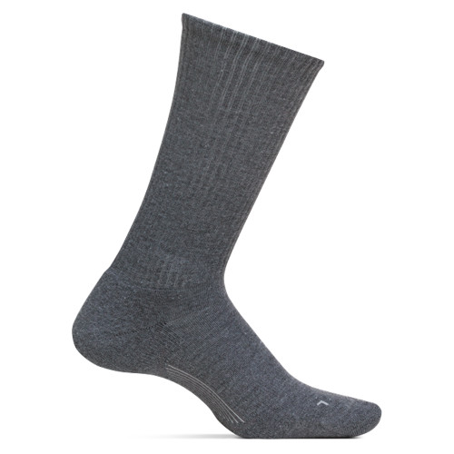 Feetures Men's Everyday Casual Rib Cushion Crew Socks - Grey - LM10107 - Profile