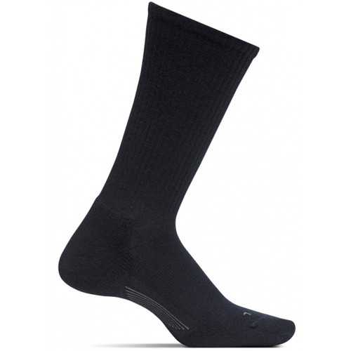 Feetures Men's Everyday Casual Rib Cushion Crew Socks - Black 
 - LM10101 - Profile