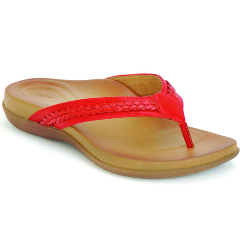 Aetrex Women's Emmy Braided Thong - Red - AE688 - Angle
